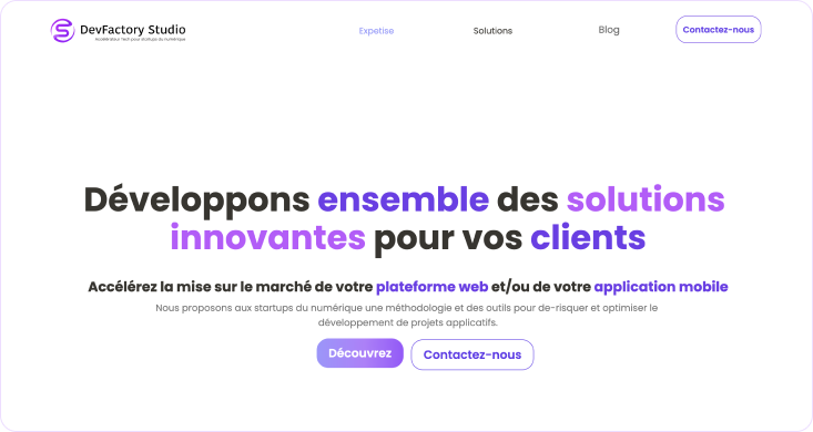 Beneficiez des avantages de DevFactory Studio